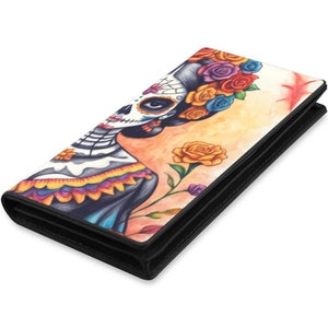 Portefeuilles pour femme Portefeuille en cuir anime Mexique Día De Los Muertos Jour des Morts La Catrina Mexicain