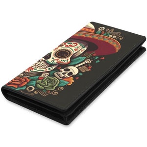 Portefeuilles pour femme Portefeuille en cuir anime Mexico Día De Los Muertos Skull