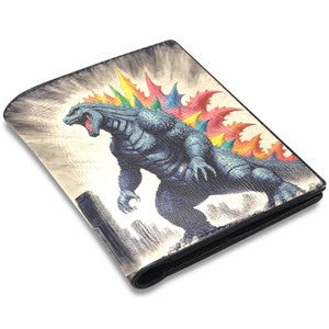 Cartera de cuero PU billetera billetera de cuero billetera hombre Godzilla Kaiju Gojira