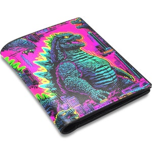 Cartera de cuero PU billetera billetera de cuero billetera hombre Godzilla Kaiju Gojira