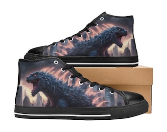 High Top Shoes High top sneakers Godzilla Kids Shoes Godzillas sneakers Gojira sneakers Kaiju sneaker