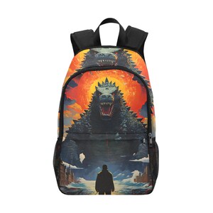 Backpack School Designer Backpacks Canvas Backpack Personalized Backpacks Gojira Cartoon Godzilla Kaiju Comics Godzillas Bag
