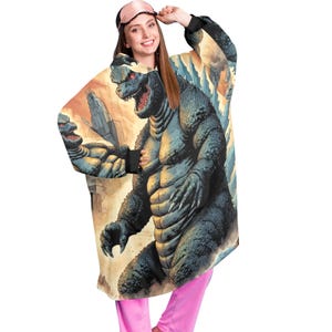 Blanket Hoodie personalized blankets hoodie that is a blanket Godzilla's Gojira Cartoon Comics Retro Vintage Godzilla Kaiju