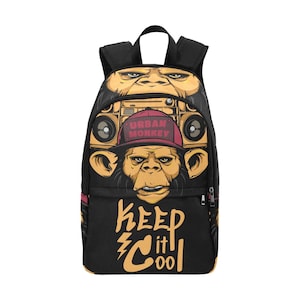 Backpack School Designer Backpacks Canvas Backpack Personalized Backpacks Monkey Cartoon