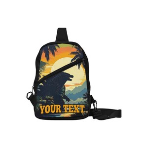 Personalized Godzilla Crossbody Bag 1200D Nylon Adjustable Strap