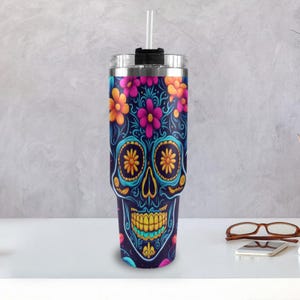 Tumblers for Women Tumbler 40oz Sugar Skull Coffee Día De Los Muertos Cup Mexico Day of the Dead Tumbler