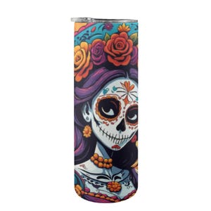 Vasos para mujer Vasos personalizados Día de los Muertos Arte de dibujos animados chicanos México Día de los muertos