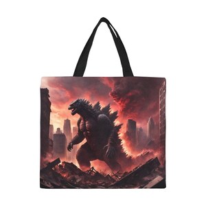 Tote Bag Minimalist Tote Bag Godzilla Kaiju Gojira Art Retro Cartoon