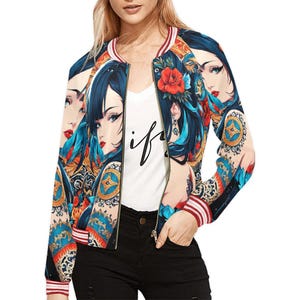 Bomber Jacket women Japan Manga Tattoo