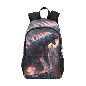 Backpack School Designer Backpacks Canvas Backpack Personalized Backpacks Kaiju Cartoon Godzillas Comics Sci fi Gojira Art Godzilla