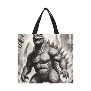 Tote Bag Minimalist Tote Bag Godzillas Shopping Bag Godzilla Gojira Kaiju