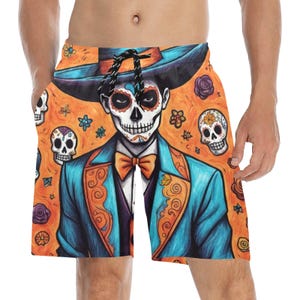Strandshorts zwembroek zwembroek herenshort Día De Los Muertos