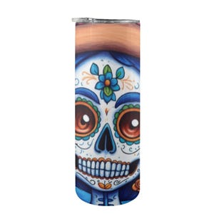 Vasos para mujer Vasos personalizados Día de los Muertos Dibujos animados Día de los muertos La Catrina Arte con crayones Chicano