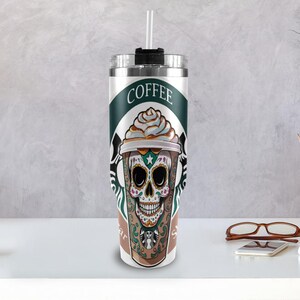 Tumbler 40oz Sugar Skull Coffee Día De Los Muertos