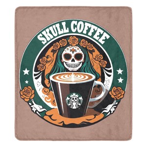 Deken / gepersonaliseerde dekens / Koffie / Día De Los Muertos / Cartoon / Strips / Chicano / Dag van de Doden