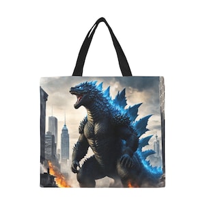 Tote Bag Minimalist Tote Bag Godzilla Kaiju Gojira Art Retro Cartoon Vintage Monster