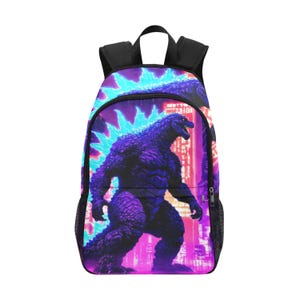 Godzilla Kaiju Backpack Neon Gojira Canvas School Bag
