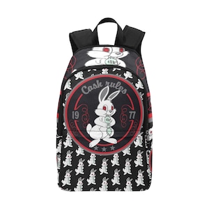 バニーグラフィックポリエステルバックパックスクールトラベルバッグ