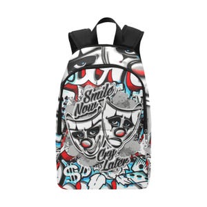 Backpack School Designer Backpacks Canvas Backpack Personalized Backpacks Smile Now Cry Later Cartoon