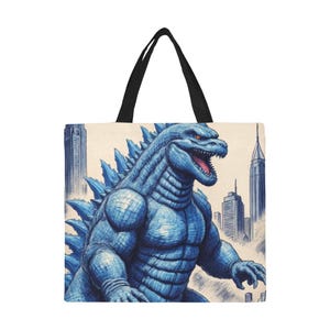 Tote Bag Minimalist Tote Bag Godzilla Kaiju Gojira Art Retro Cartoon Vintage Tote Bag Monster Godzillas
