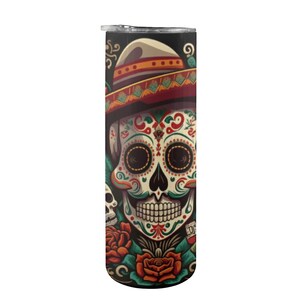 Tumbler personalized tumblers Día De Los Muertos Art day of the dead Sugar Skull