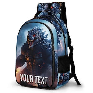 Personalized Godzilla Backpack Custom Name Kids School Bag
