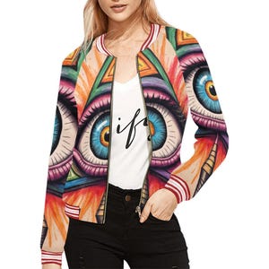 Bomber Jacket women Illuminati Eye Jacket