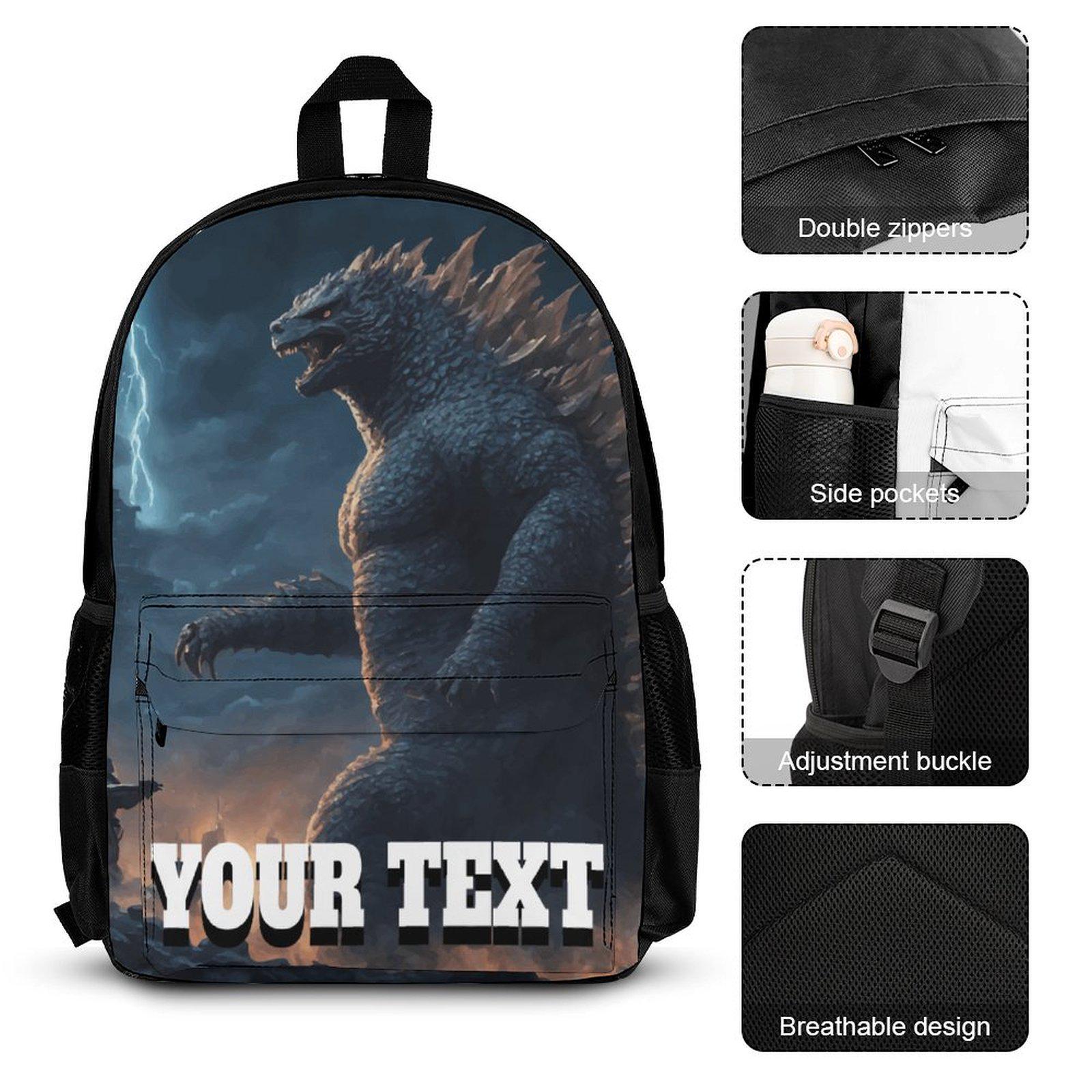 Custom Godzilla Backpack Personalized Godzilla Backpack Set School Rucksack, Lunch Box & Pencil ...