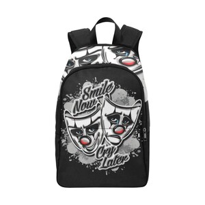 Backpack School Designer Backpacks Canvas Backpack Personalized Backpacks Lowrider Smile Now Cry Later Cartoon Art