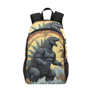 Backpack School Backpacks Canvas Backpack Personalized Backpacks Kaiju Cartoon Godzilla Bag Art Godzillas Gojira Comics Monster Sci fi