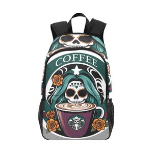 Backpack School Designer Coffe Backpacks Canvas Backpack Personalized Backpacks Día De Los Muertos Art  Cartoon