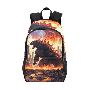 Backpack School Designer Backpacks Canvas Backpack Personalized Backpacks Gojira Cartoon Godzilla Kaiju Godzillas Bag Art
