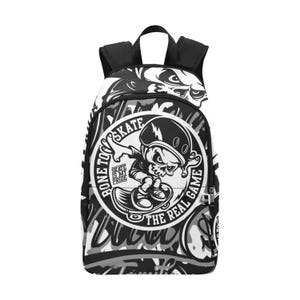 Backpack School Designer Backpacks Canvas Backpack Personalized Backpacks Skateboarding Skateboard Comics Cartoon Art