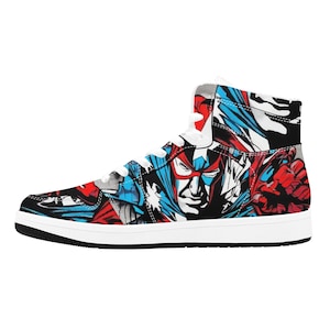 Superhero High Top Sneakers Men&#39;s Retro Comic Book Shoes
