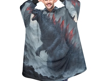 Godzilla Blanket Hoodie Kaiju Comics Art Personalized Fleece Blanket