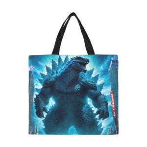 Tote Bag Minimalist Tote Bag Godzilla Bag Kaiju Retro Cartoon Vintage Monster Japan Comics Gojira Art Godzillas Neon