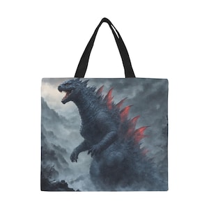 Tote Bag Minimalist Tote Bag Godzilla Bag Kaiju Retro Cartoon Vintage Monster Japan Comics Gojira Art Godzillas Shopping Bag