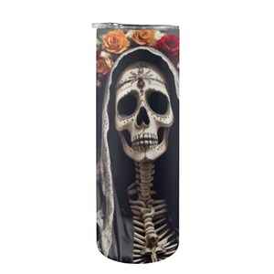 Vasos para mujer Vasos personalizados Arte de dibujos animados chicanos México Día de los muertos Día de los Muertos Calavera