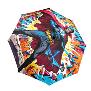 Umbrella Semi Automatic Foldable Super Hero Comics Cartoon