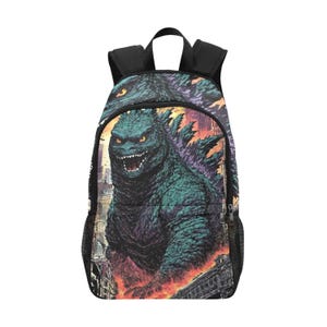 Backpack School Backpacks Canvas Backpack Personalized Backpacks Kaiju Cartoon Godzilla BagGodzillas Comics Monster Sci fi Gojira Art