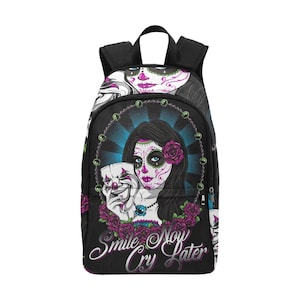 Backpack School Designer Backpacks Canvas Backpack Personalized Backpacks Día De Los Muertos Art La Catrina Mexico Cartoon