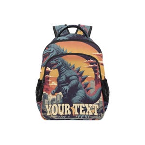 Gojira Personalized Gift Backpack Rucksack School Godzilla Gift Custom made Bag Your Name Gift Gojira Monster Kaiju Your Text