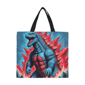Tote Bag Minimalist Tote Bag Godzilla Vintage Shopping Bag Monster Godzillas Tote Bag Kaiju Gojira Art Retro Cartoon
