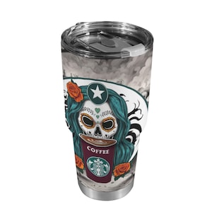 Tumbler Sugar Skull tumblers Coffee Day of the dead Día De Los Muertos Chicano Mexico