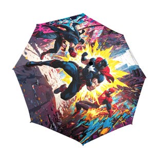 Umbrella Semi Automatic Foldable Superhero Comics Art