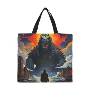 Tote Bag Minimalist Tote Bag Godzilla Bag Kaiju Art Retro Cartoon Vintage Monster Japan Comics Gojira