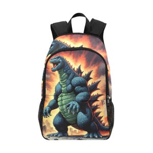 Backpack School Designer Backpacks Canvas Backpack Personalized Backpacks Kaiju Cartoon Godzillas Comics Monster Sci fi Gojira Art Godzilla