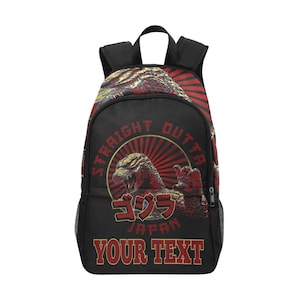 Personalized Godzilla Backpack Kaiju School Bag Custom Name
