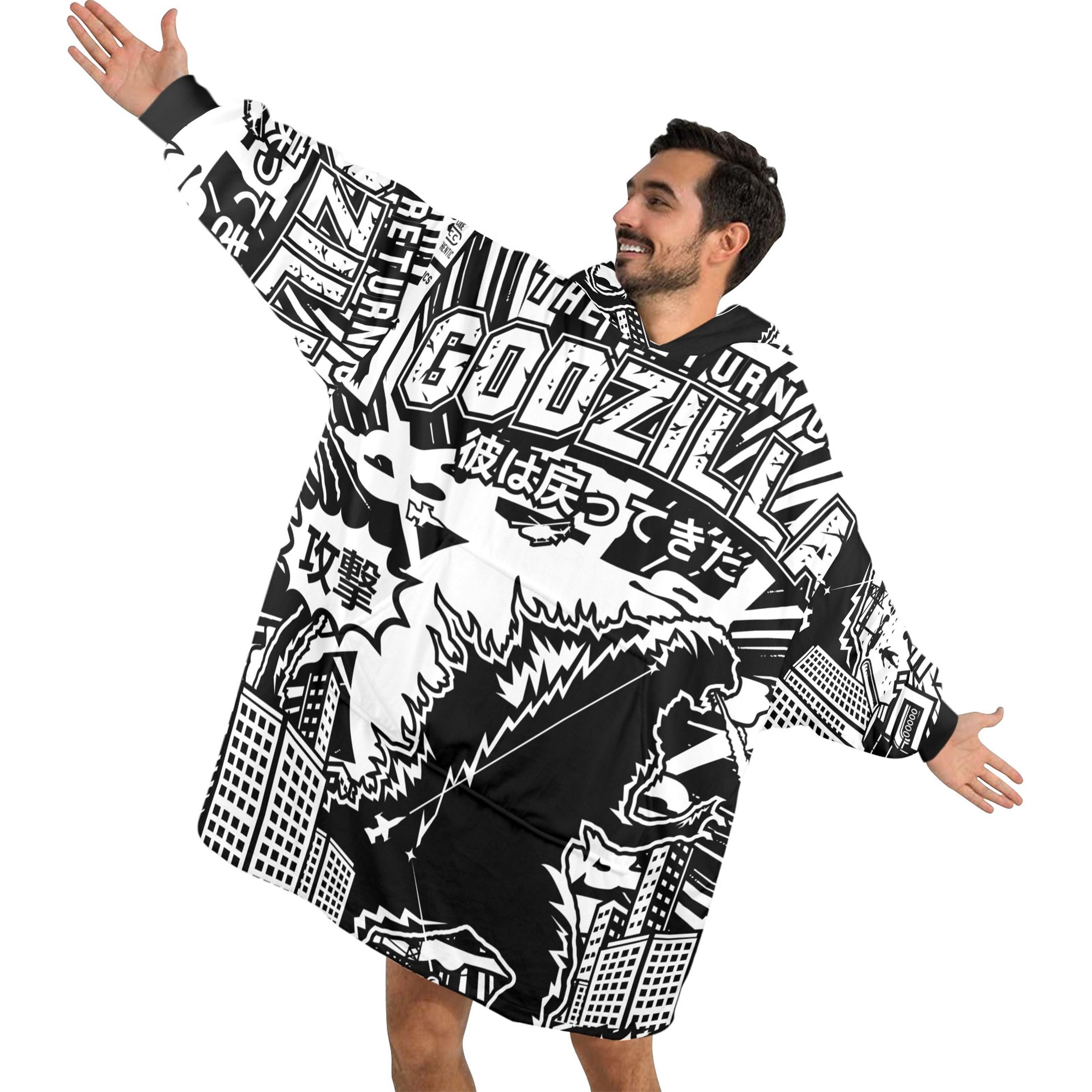 Blanket Hoodie personalized blankets hoodie that is a blanket Retro Godzilla Gojira Kaiju