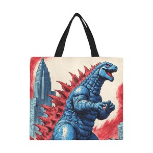 Tote Bag Minimalist Tote Bag Godzilla Cartoon Monster Handbag Godzillas Tote Bag Gojira Kaiju Shopping Bag Art